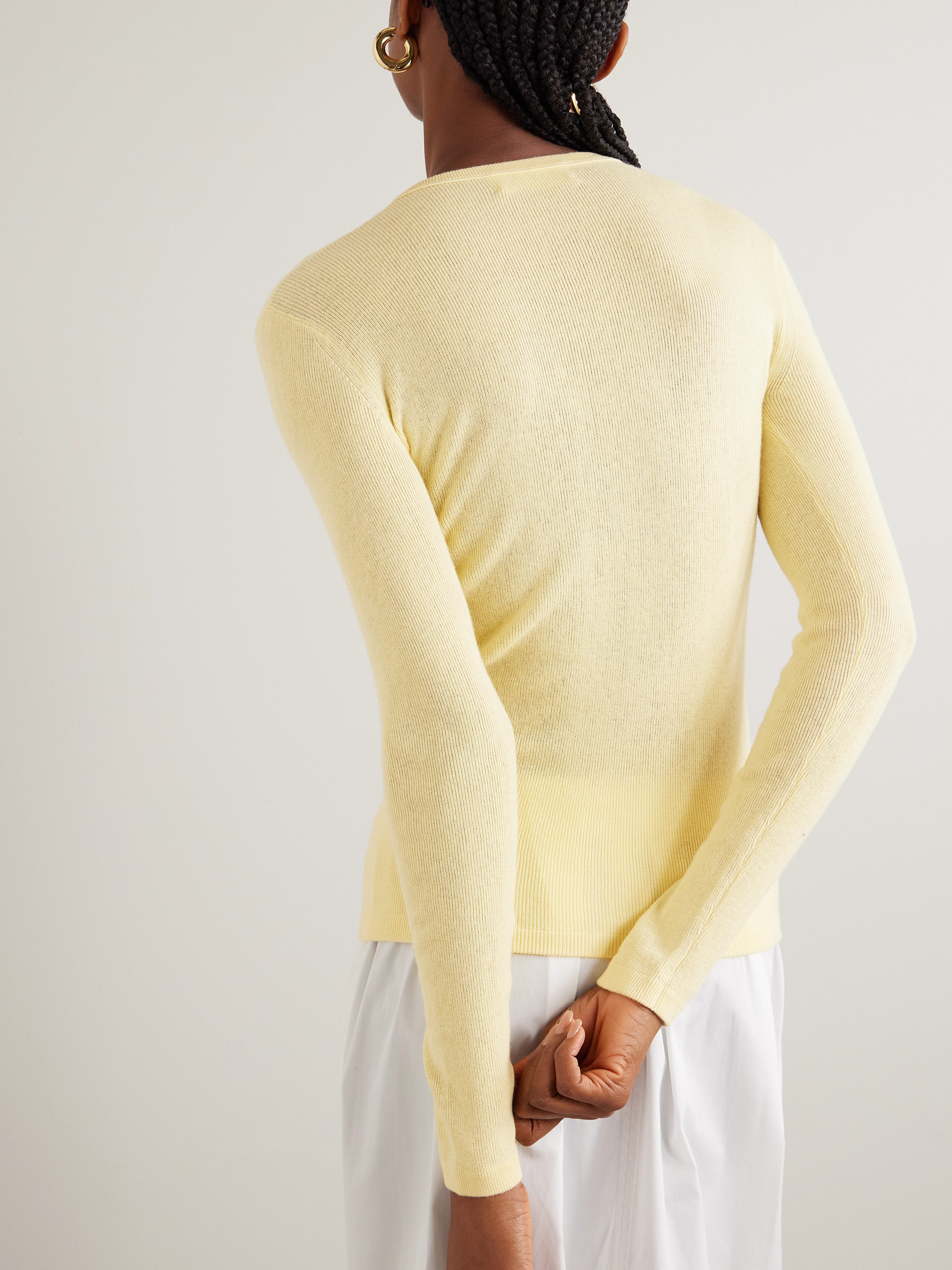 LISA YANG Vivian ribbed cotton and cashmere-blend T-shirt