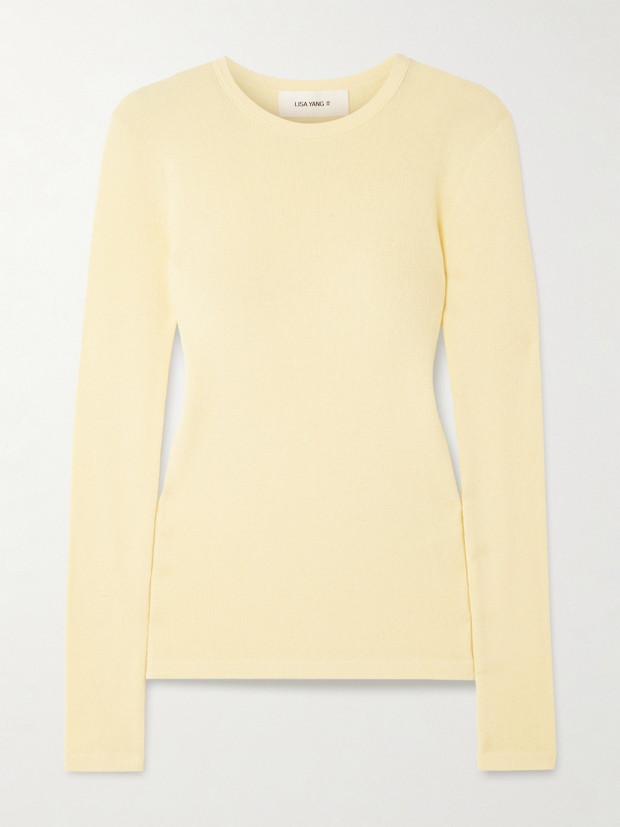 Lisa Yang Vivian Ribbed Cotton And Cashmere-blend T-shirt In Yellow