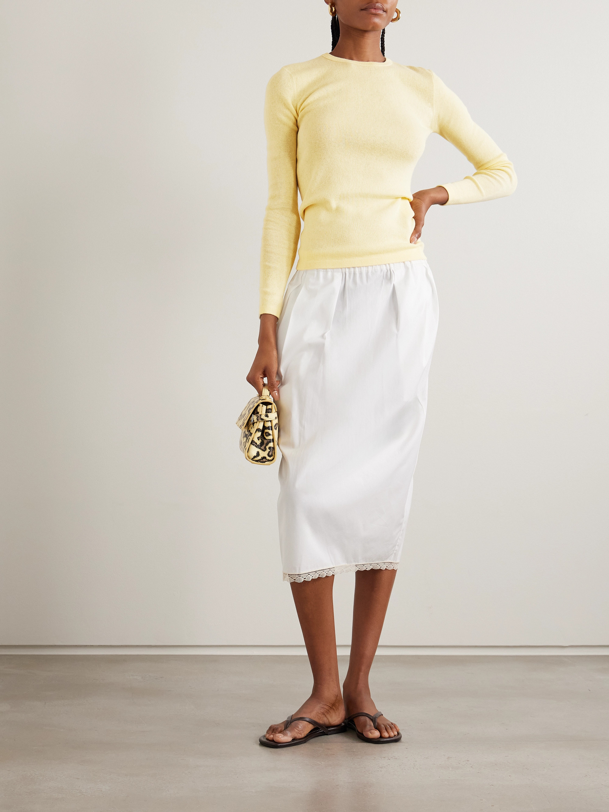 LISA YANG Vivian ribbed cotton and cashmere-blend T-shirt