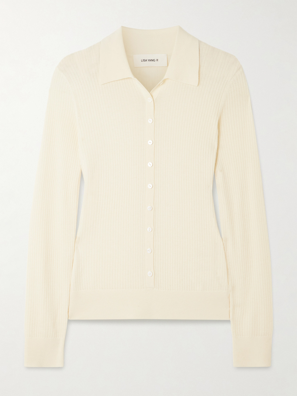 Lisa Yang Agata Ribbed Cashmere Cardigan In White