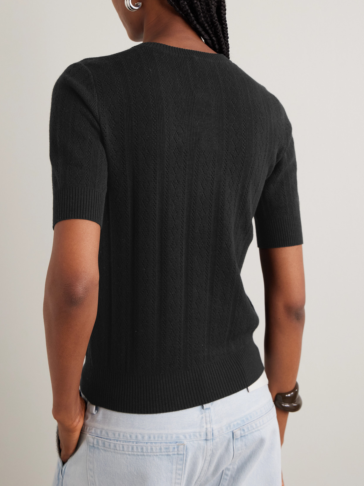 Nika Pointelle-Knit Cotton And Cashmere-Blend Sweater