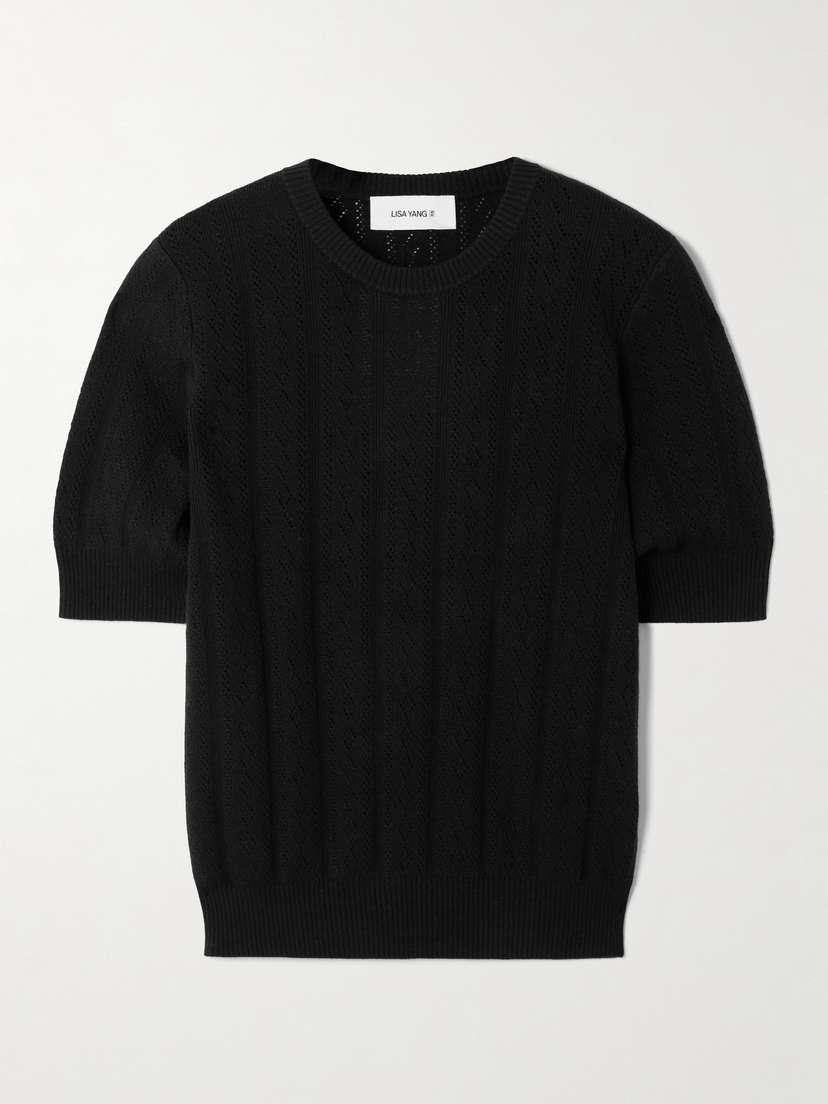 Lisa Yang Nika Pointelle-knit Cotton And Cashmere-blend Sweater