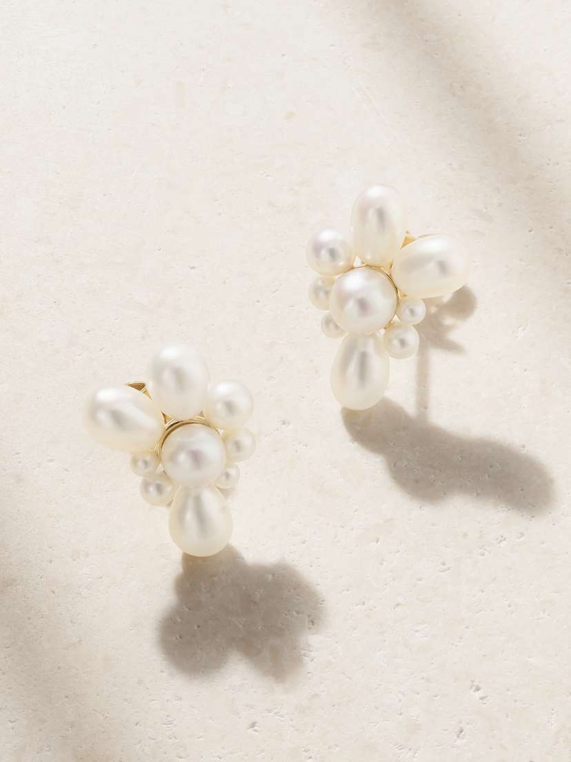 Sophie Bille Brahe Petite Amis Fleur 14-karat Recycled Gold Pearl Earrings
