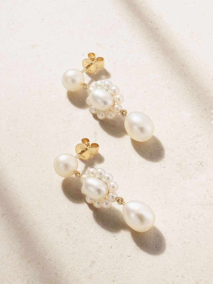 Sophie Bille Brahe Amis Marguerite 14-karat Recycled Gold Pearl Earrings
