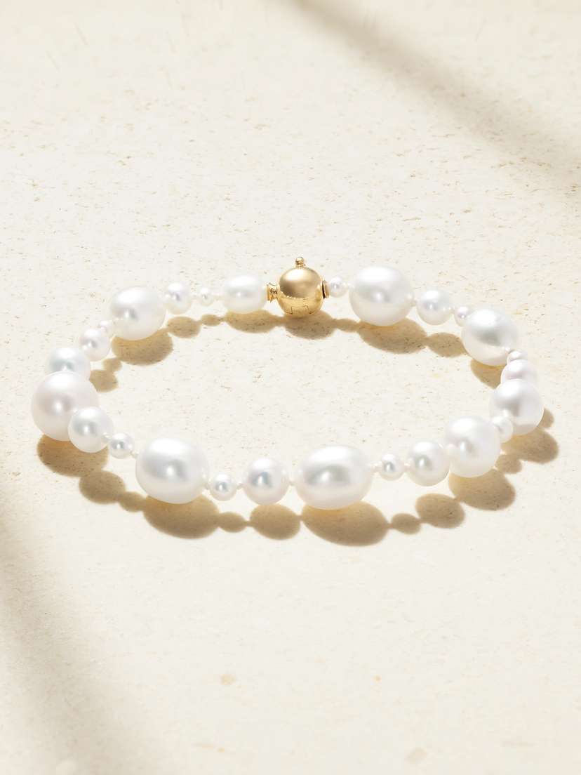 Sophie Bille Brahe Amis Peggy 14-karat Gold Pearl Bracelet