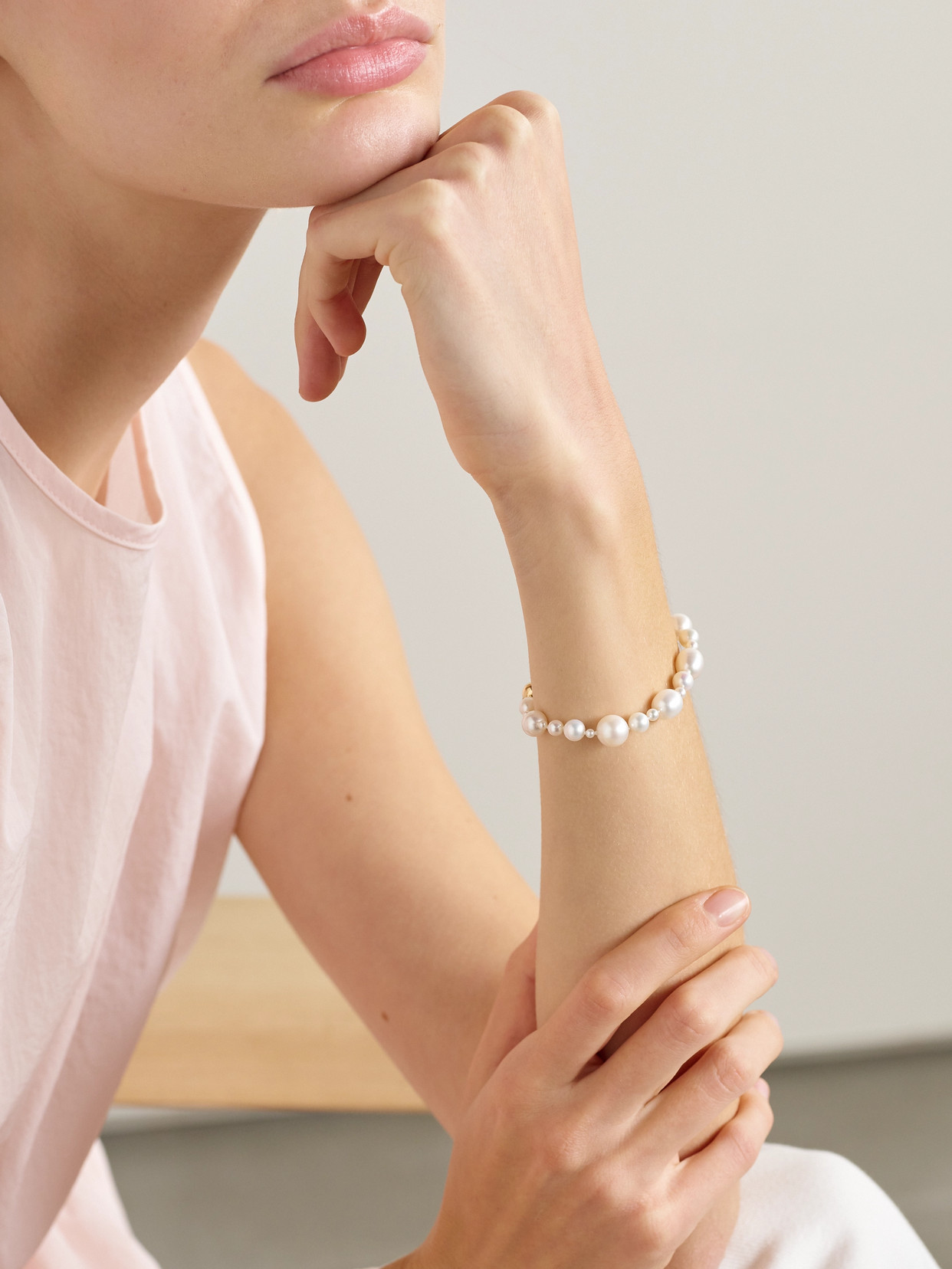 Sophie Bille Brahe Amis Peggy 14-karat Gold Pearl Bracelet In White