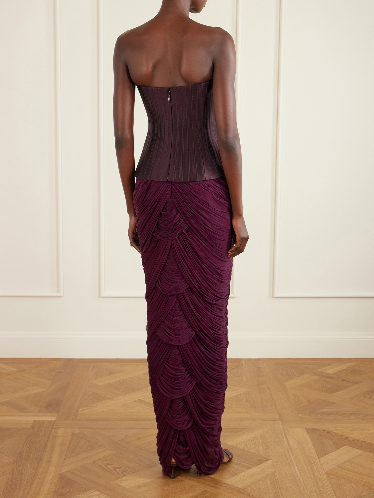 Veda Strapless Silk-Twill Bustier
