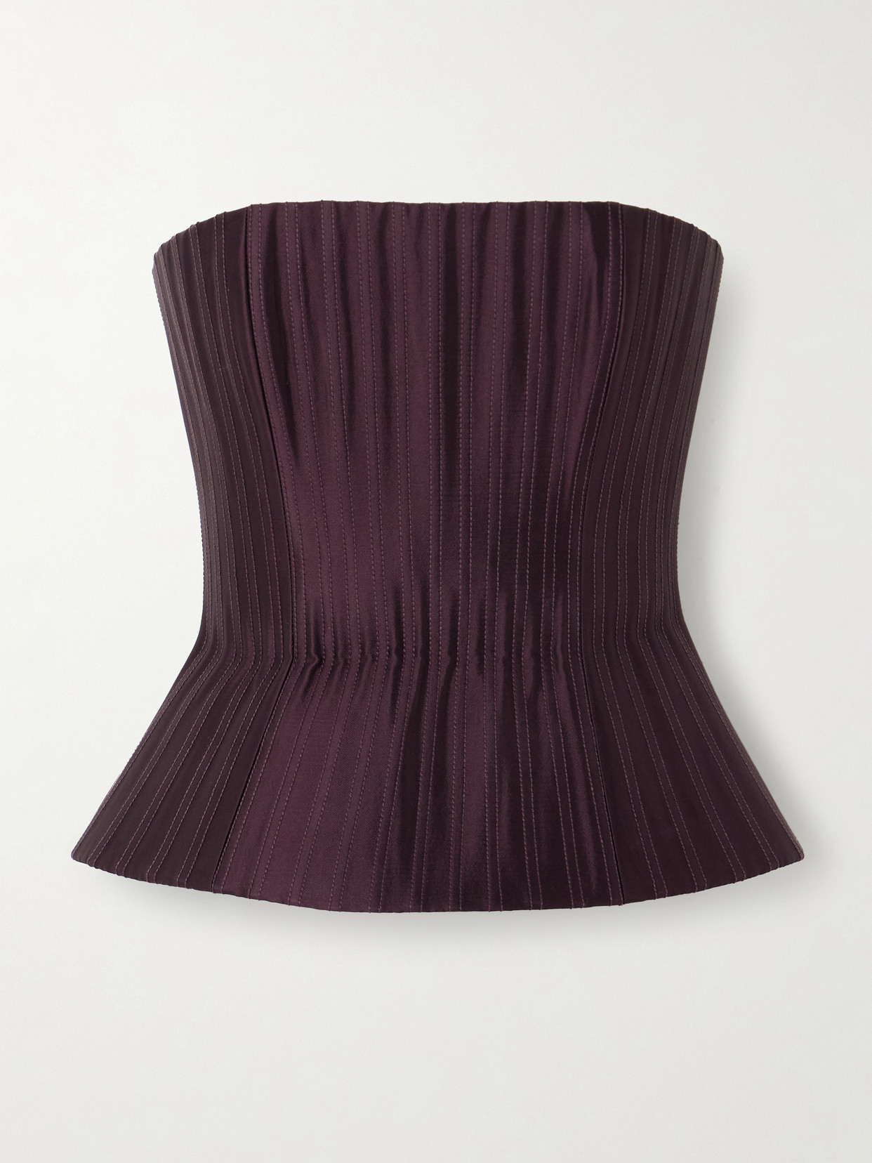 Danielle Frankel Veda Strapless Silk-twill Bustier In Brown