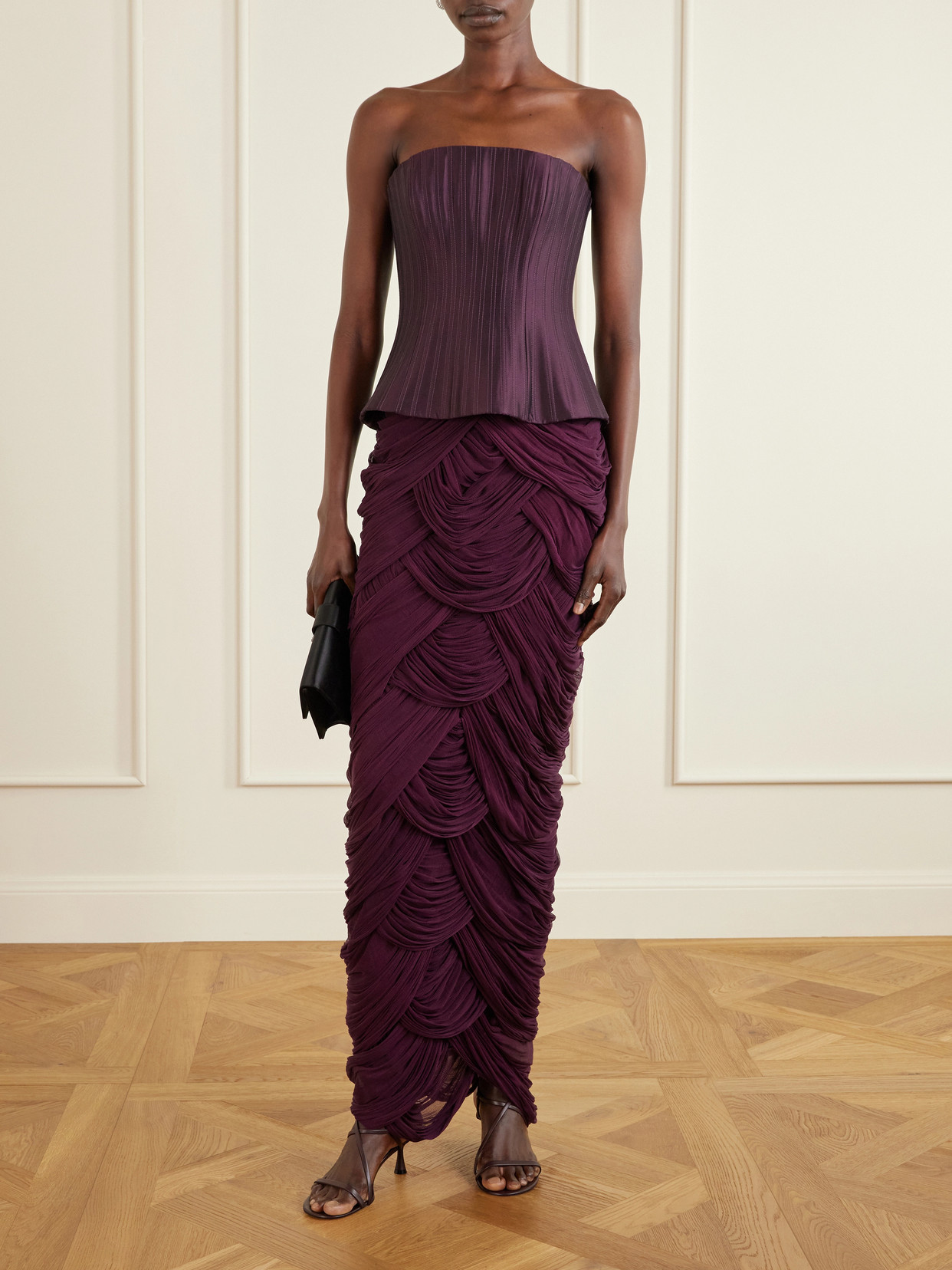 Veda Strapless Silk-Twill Bustier