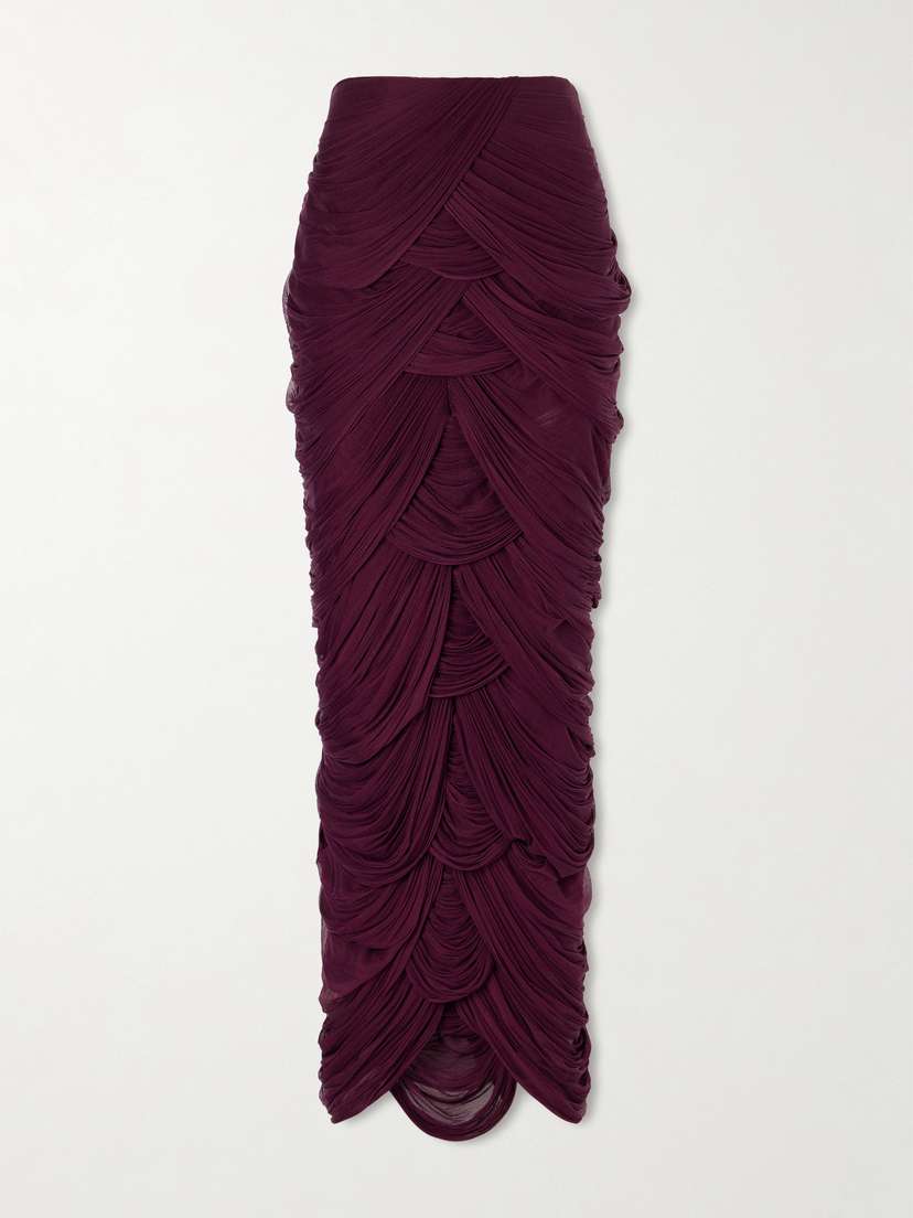 Danielle Frankel Cosette Draped Tulle Maxi Skirt