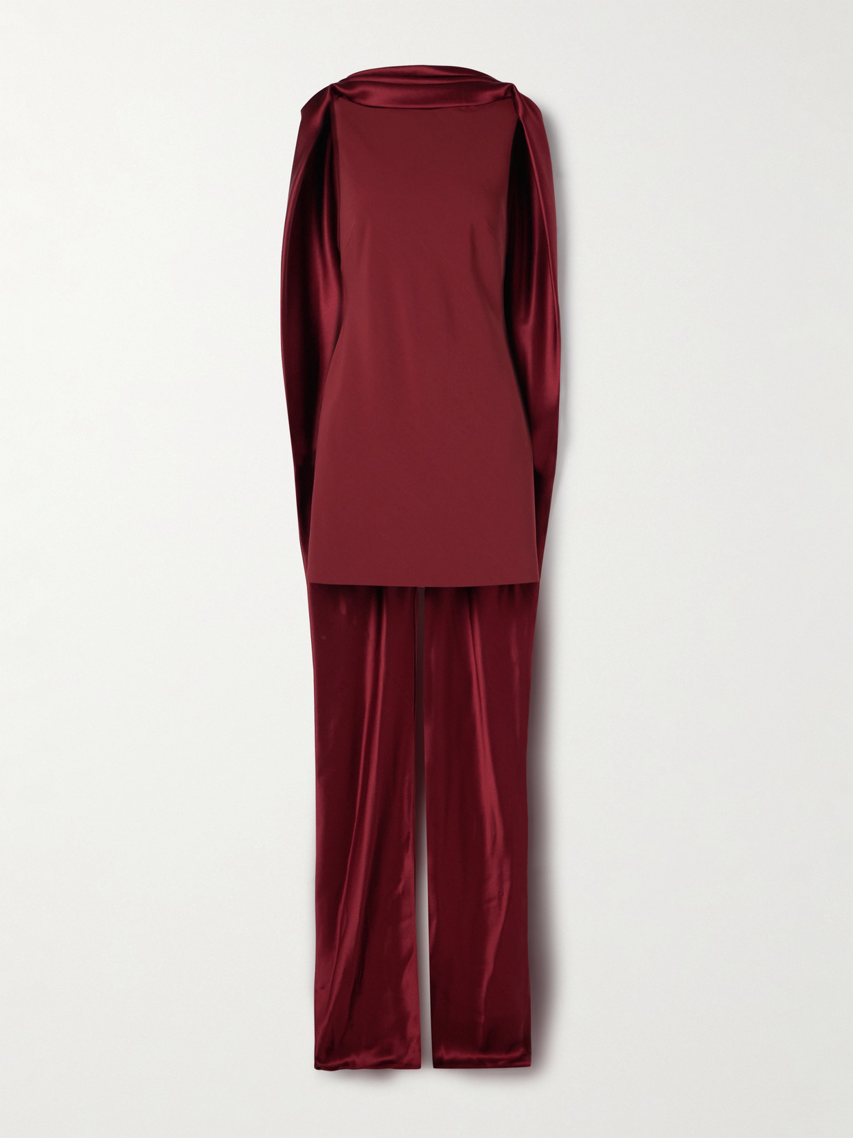 Danielle Frankel Mimi Cape-effect Silk-crepe And Satin Mini Dress In Red