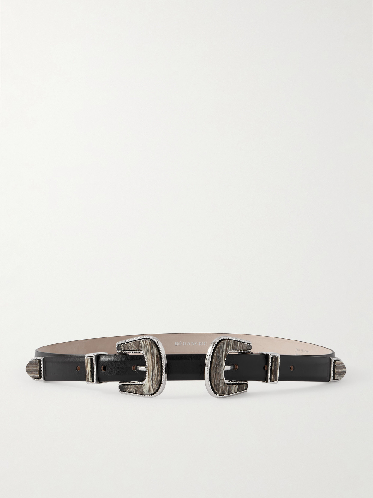 Dehanche Travertine Leather Belt In Black
