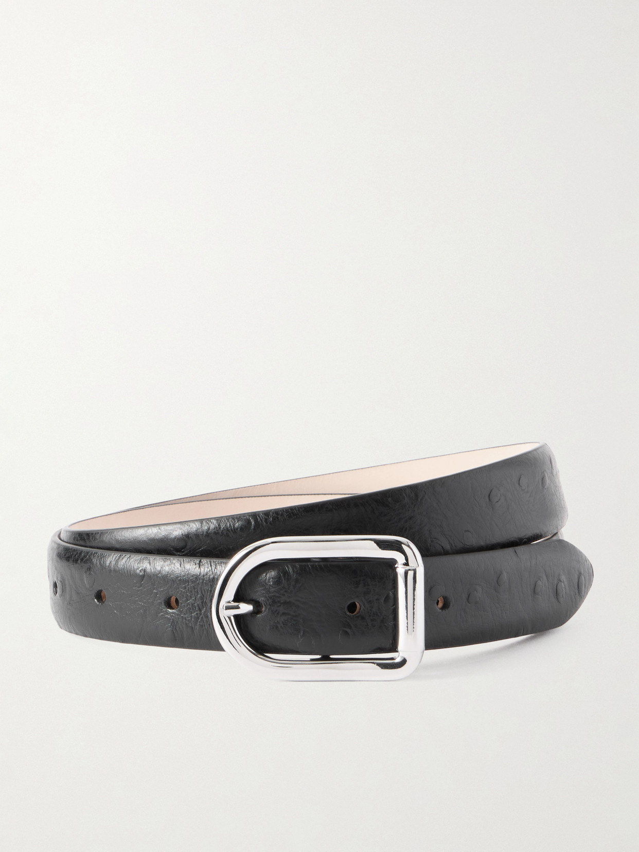 Dehanche Mija Ostrich-effect Leather Belt In Black