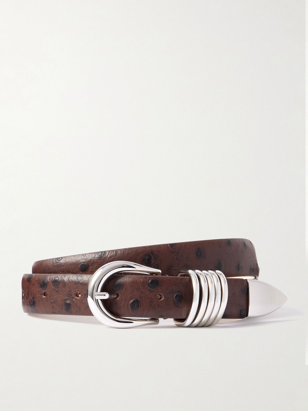 hollyhock ostrich effect leather waist belt