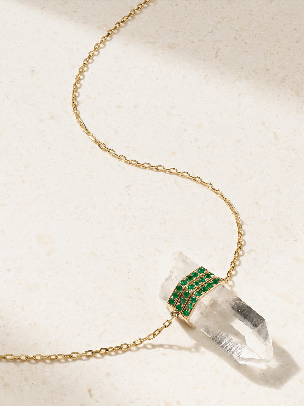 Jia Jia Gold, Quartz And Emerald Necklace