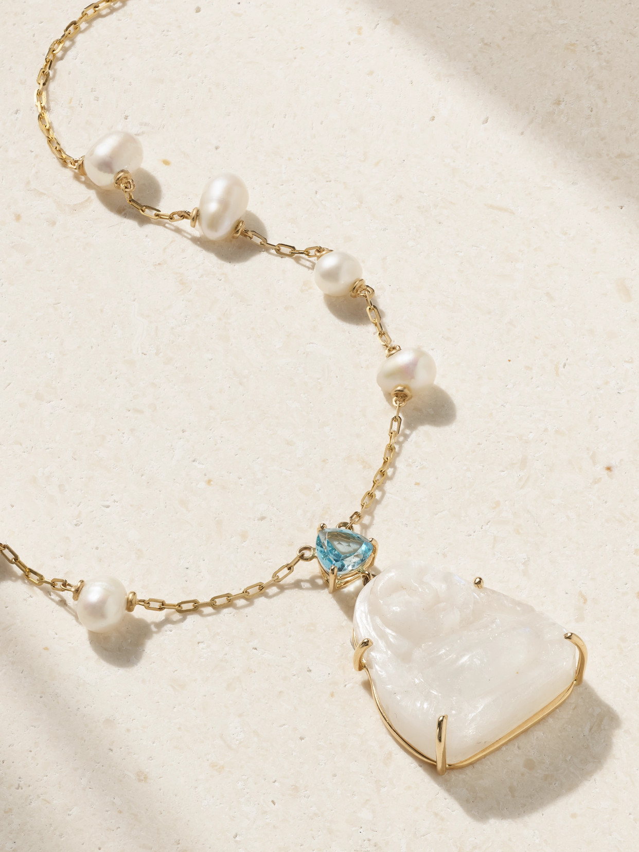Jia Jia Happy Buddha Gold Multi-stone Necklace