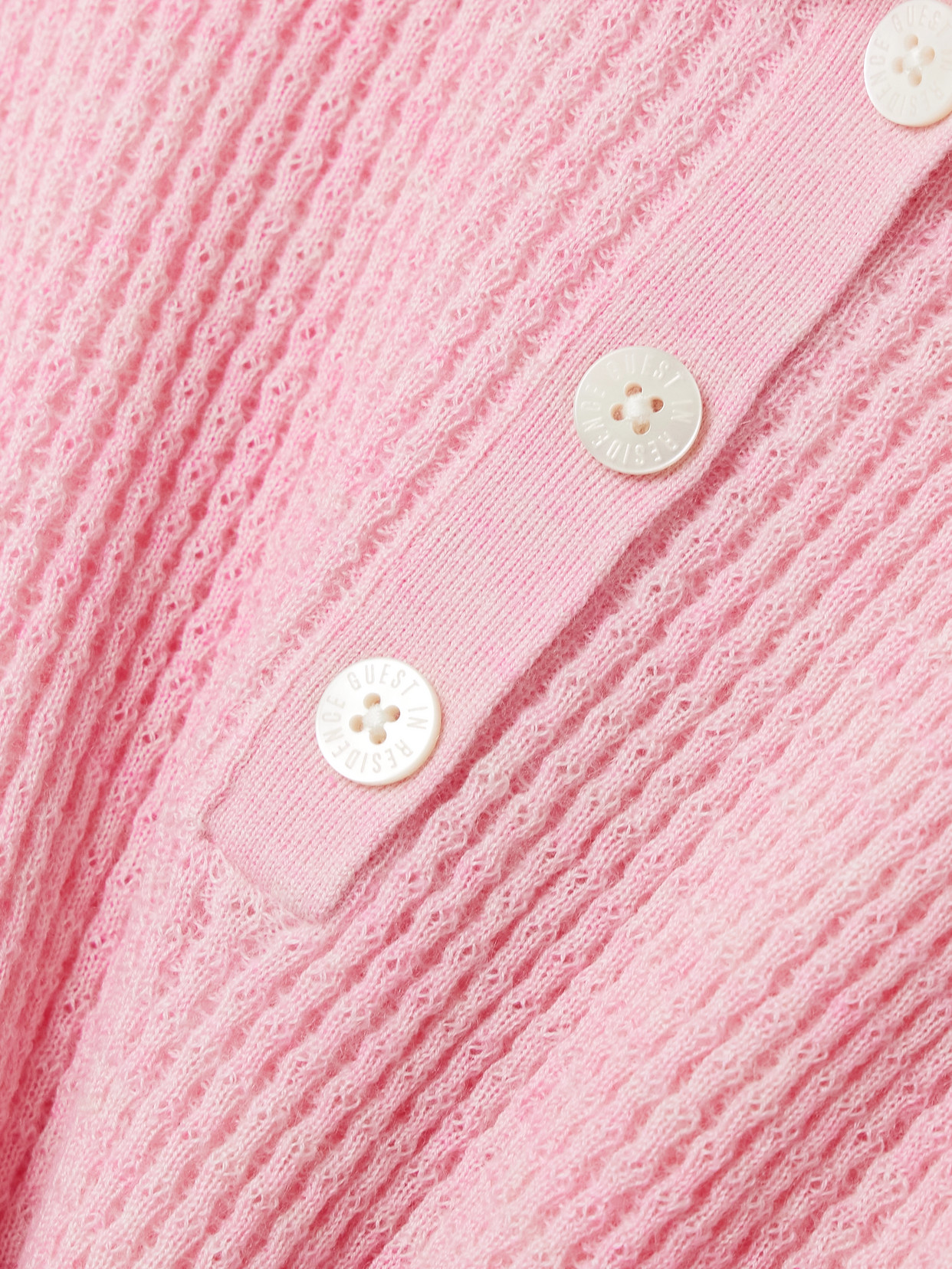 Guest In Residence Long Sleeve Shrunken Polo Shirt In Pink