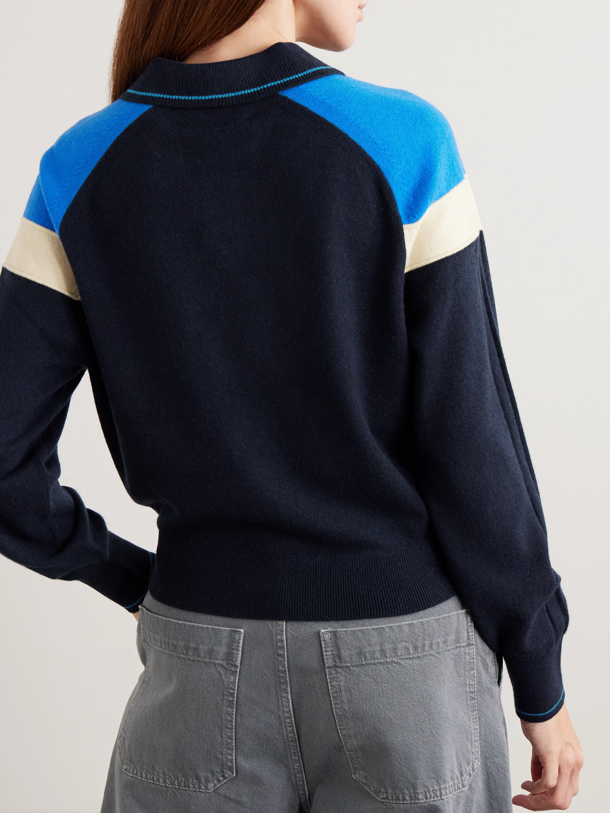 Alpine Collegiate Color-Block Cashmere Polo Sweater