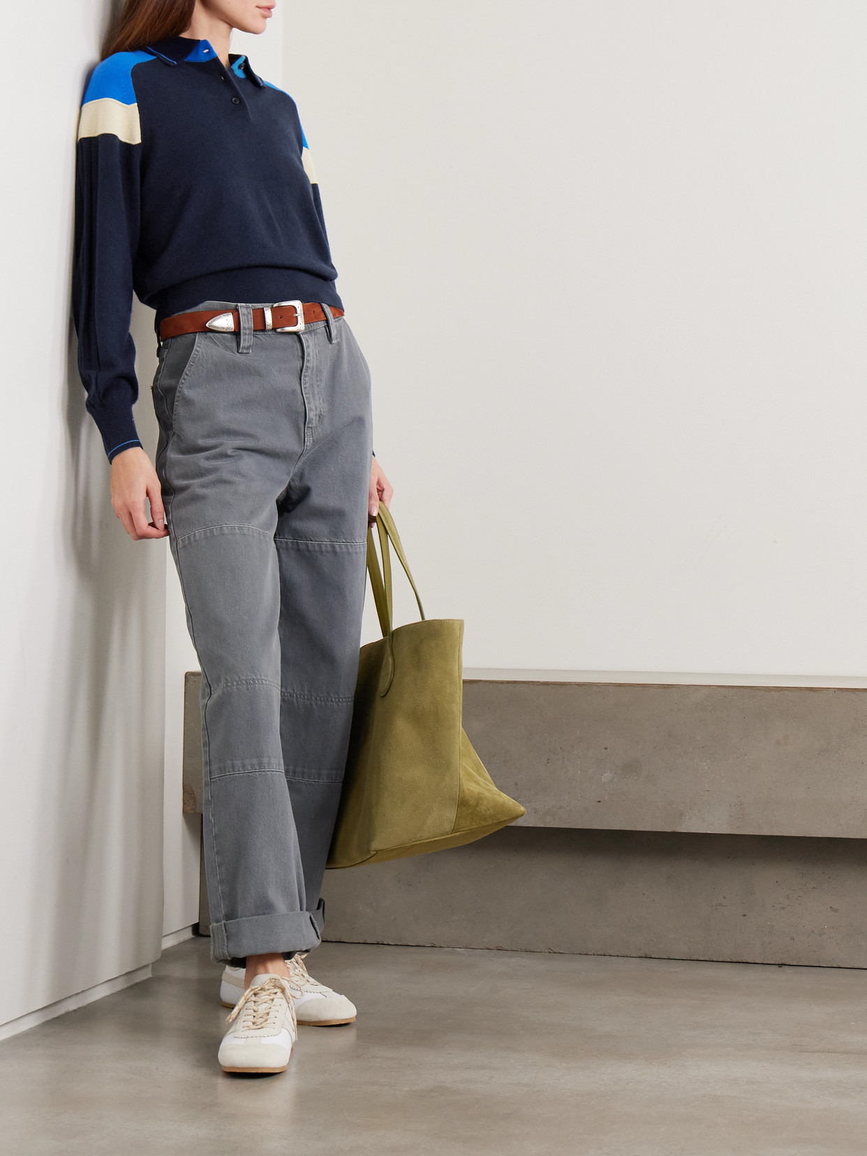 Alpine Collegiate Color-Block Cashmere Polo Sweater