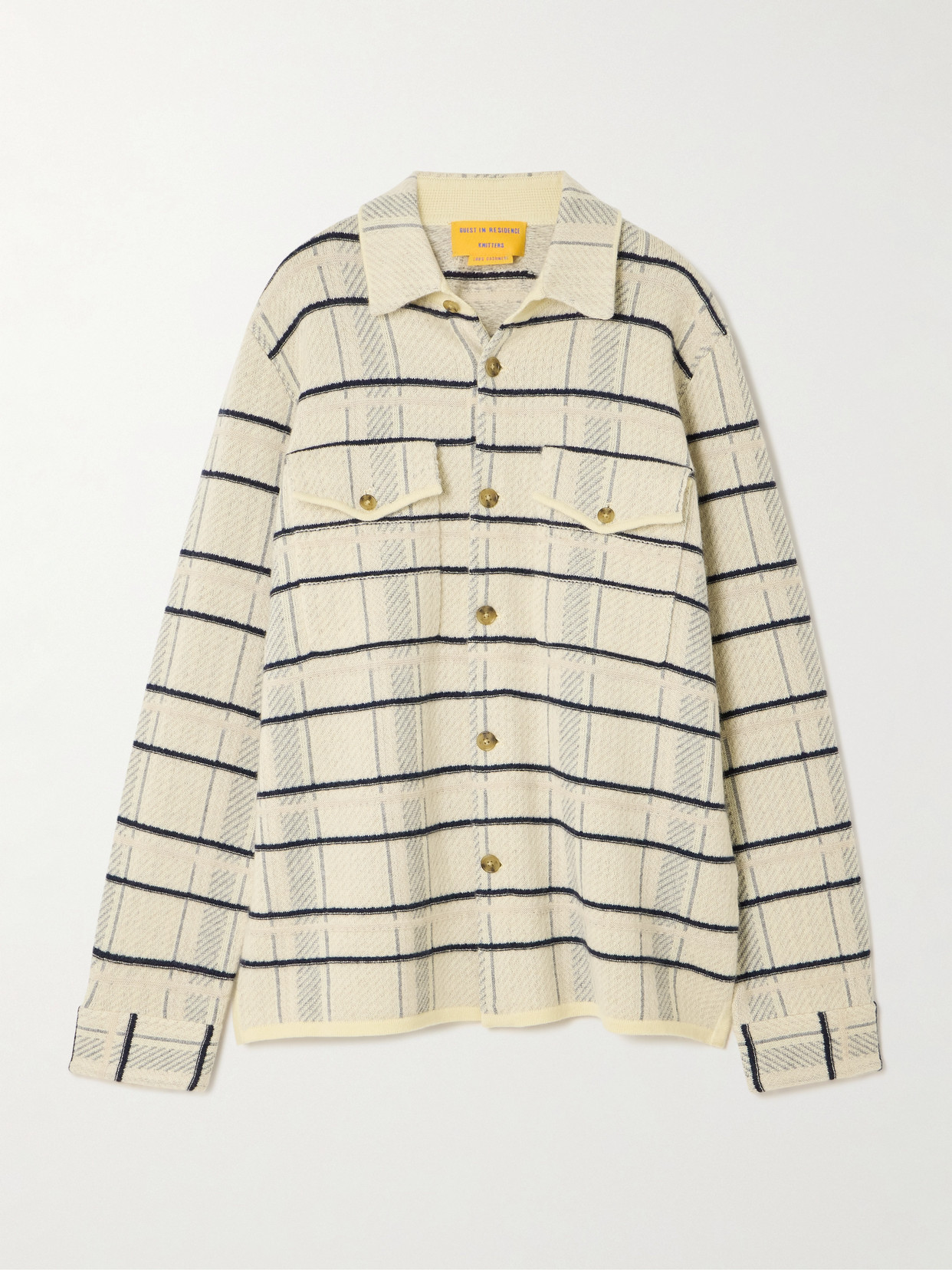 Guest In Residence Checked Cashmere Overshirt In Neutral