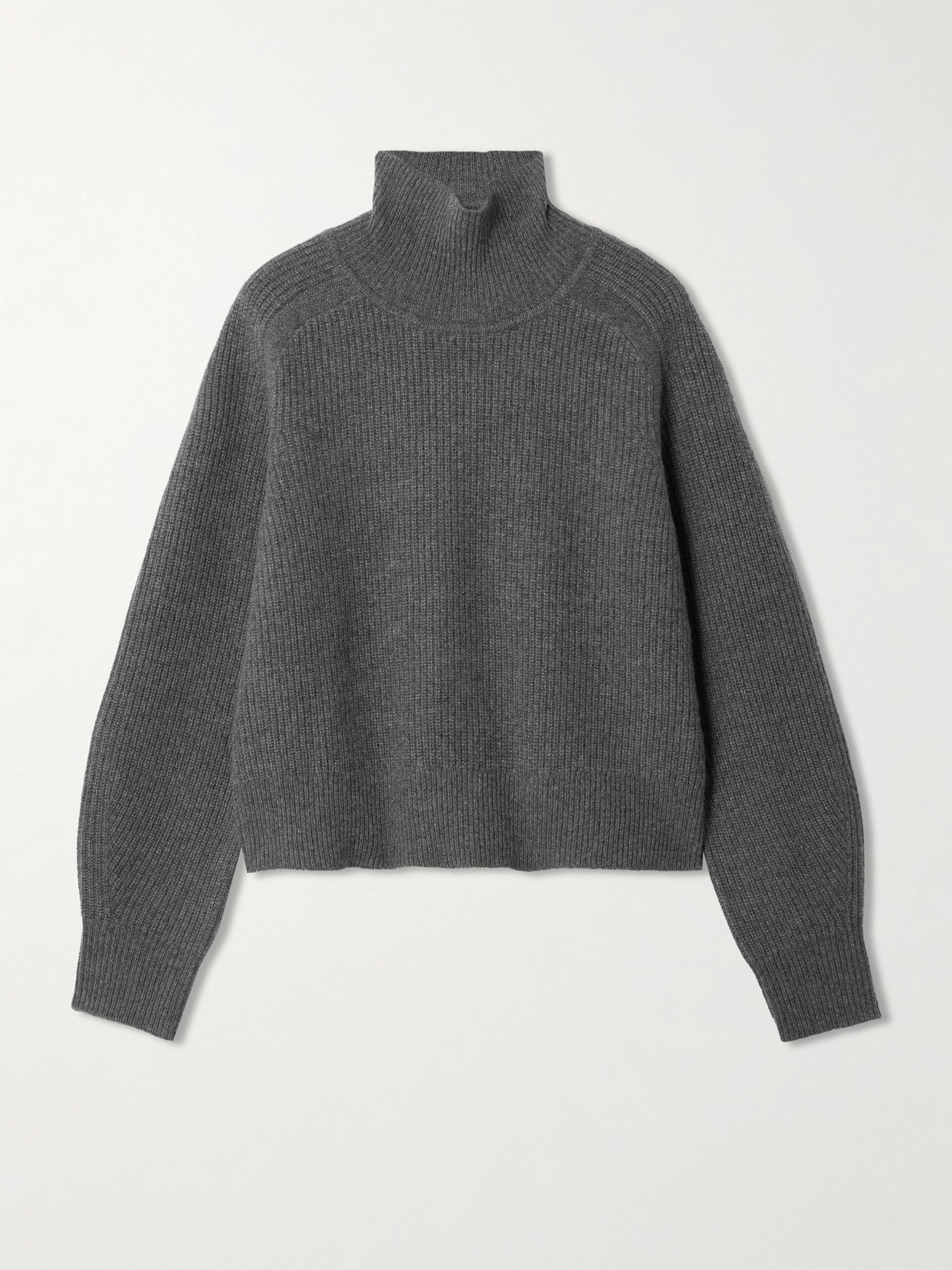 Guest In Residence Ribbed Cashmere Turtleneck Sweater In Gray