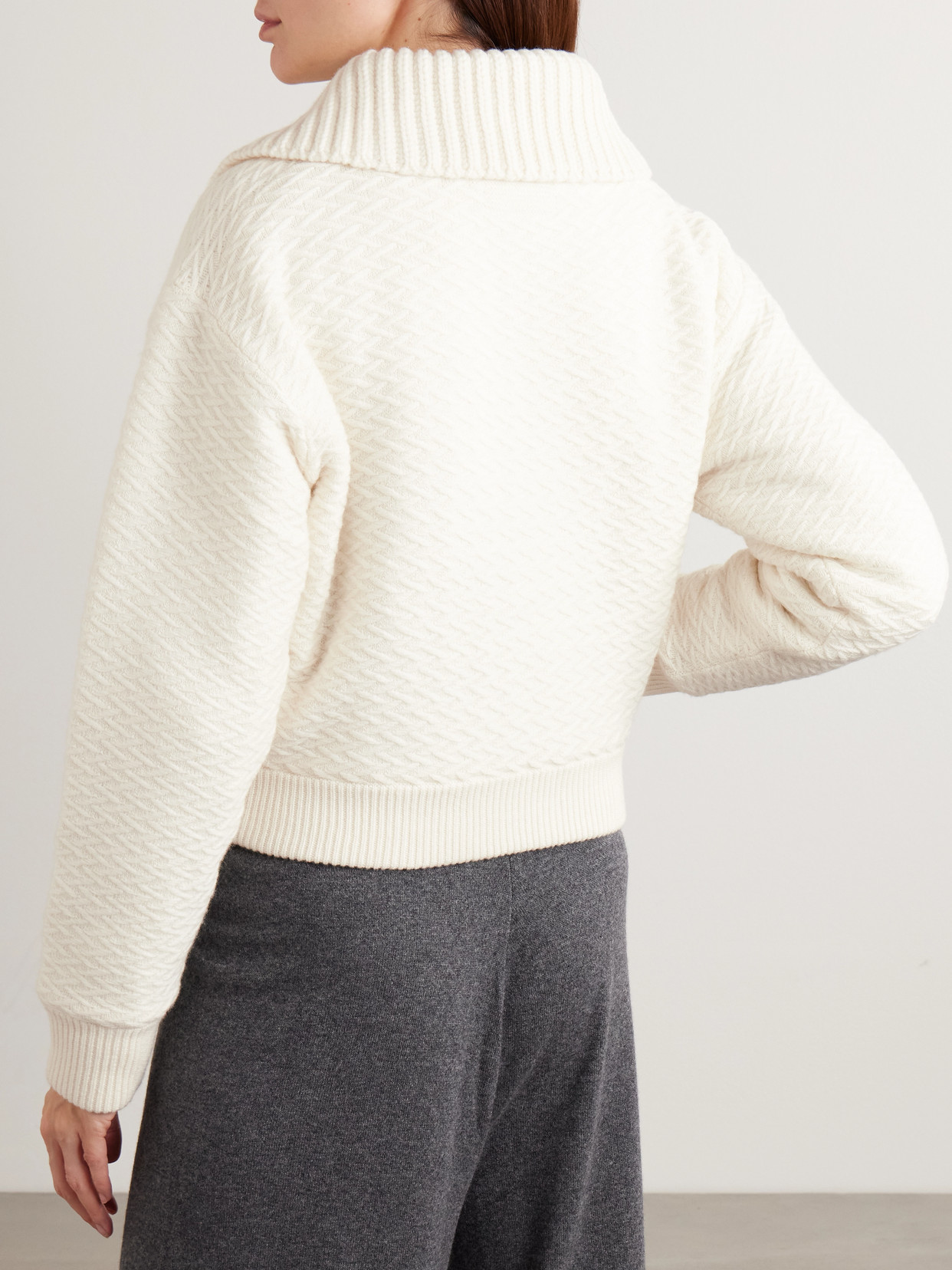 Cross Country Cropped Wool And Cashmere-Blend Bomber Jacket