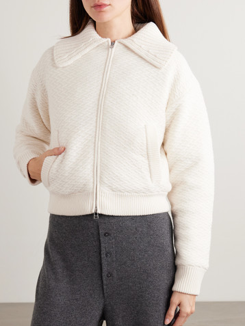 Guest In Residence Cross Country cropped wool and cashmere-blend bomber jacket