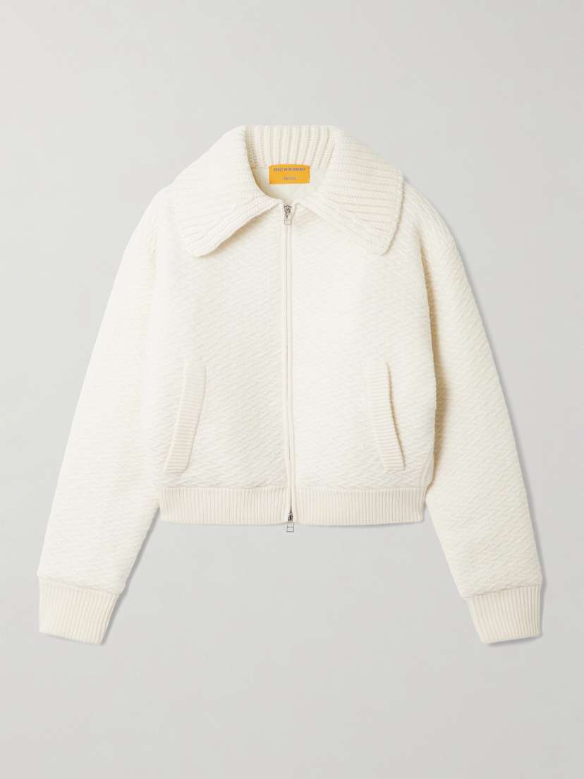 Guest In Residence Cross Country Cropped Wool And Cashmere-blend Bomber Jacket