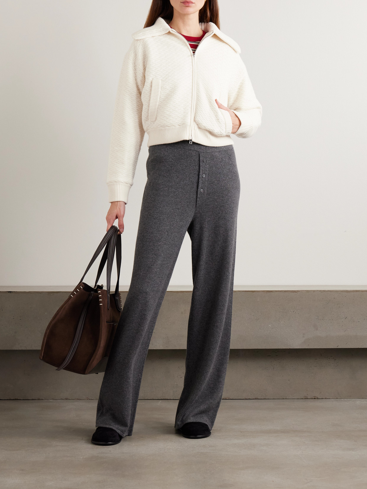 Cross Country Cropped Wool And Cashmere-Blend Bomber Jacket