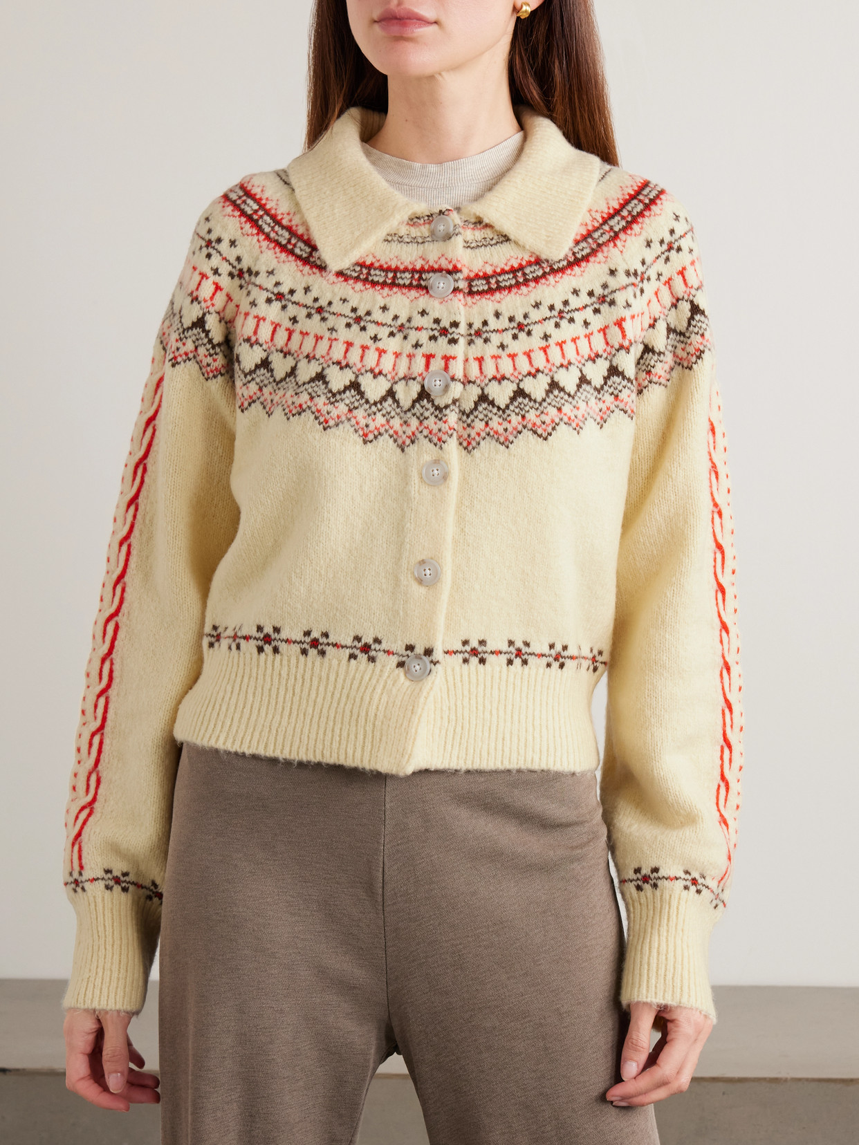 Guest In Residence Cloud Chalet Fair Isle Wool And Cashmere-blend Cardigan In Yellow