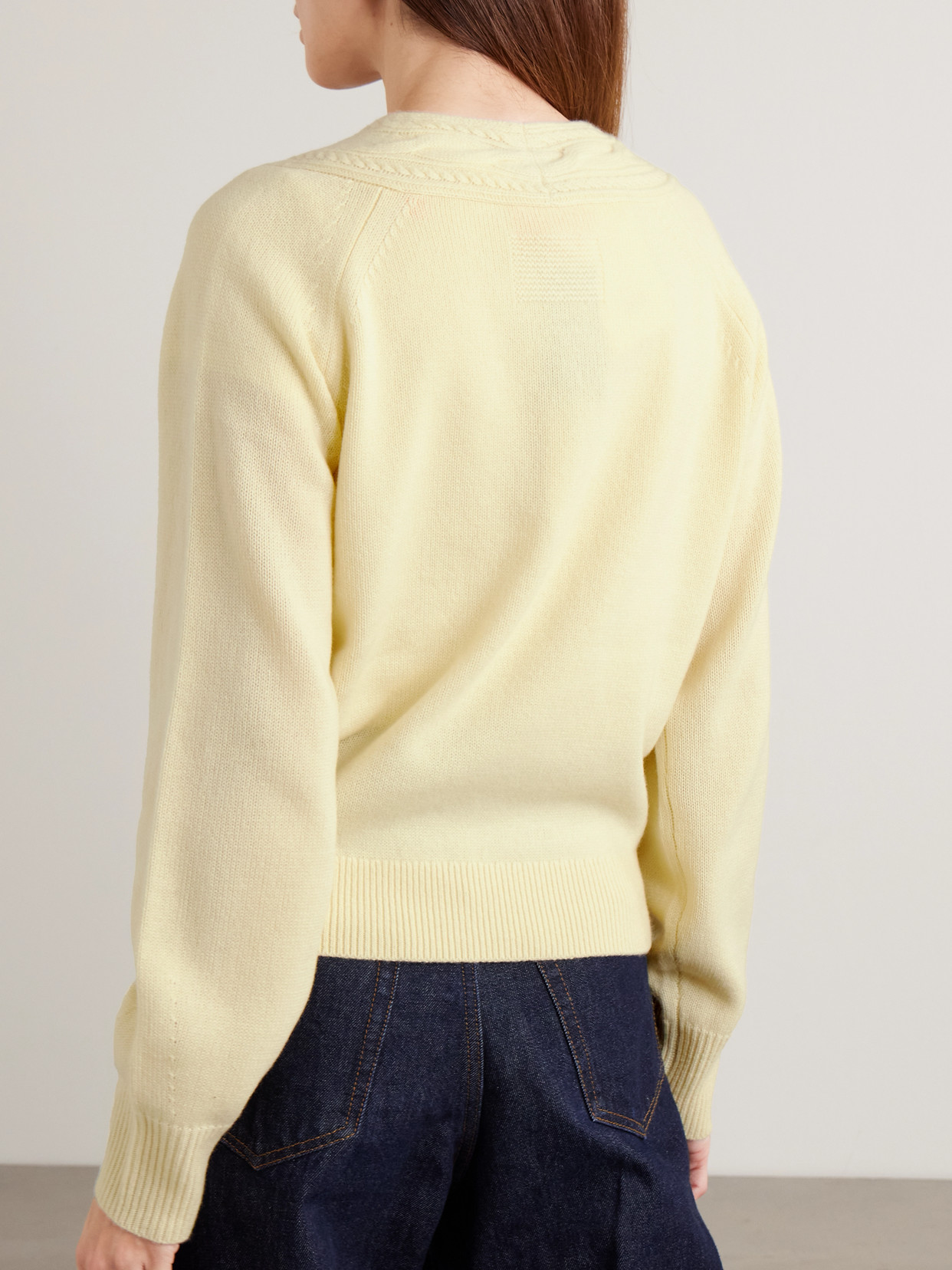 Guest In Residence The Varsity Cable-knit Cashmere Sweater In Neutral
