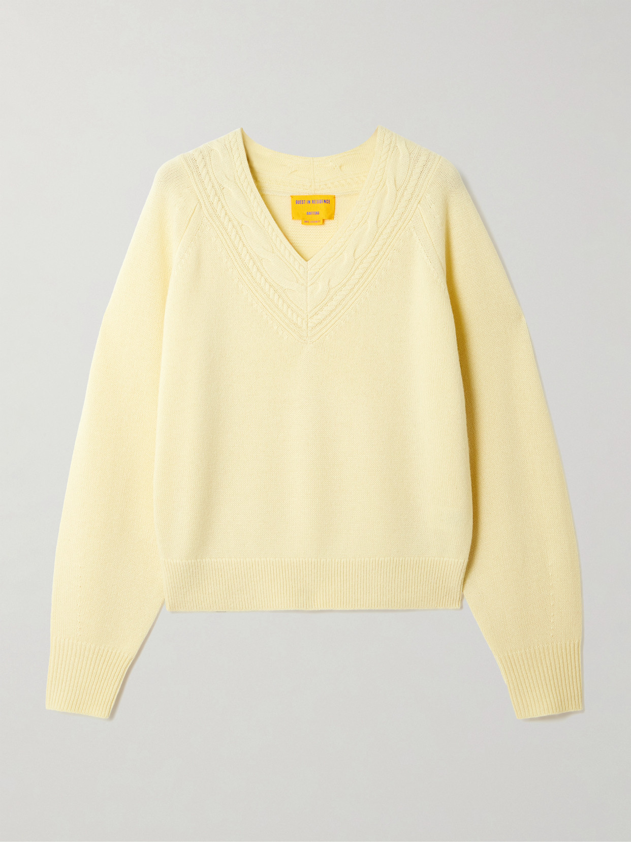 Guest In Residence The Varsity Cable-knit Cashmere Sweater In Neutral