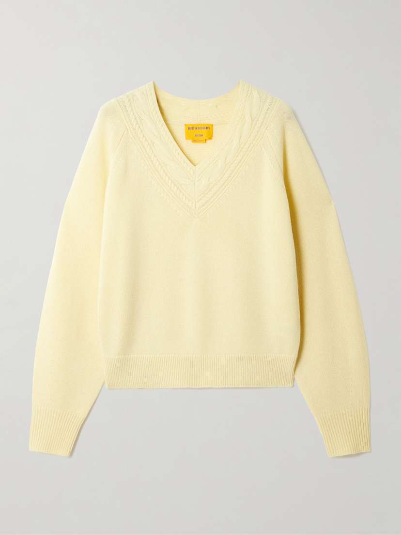 Guest In Residence The Varsity Cable-knit Cashmere Sweater
