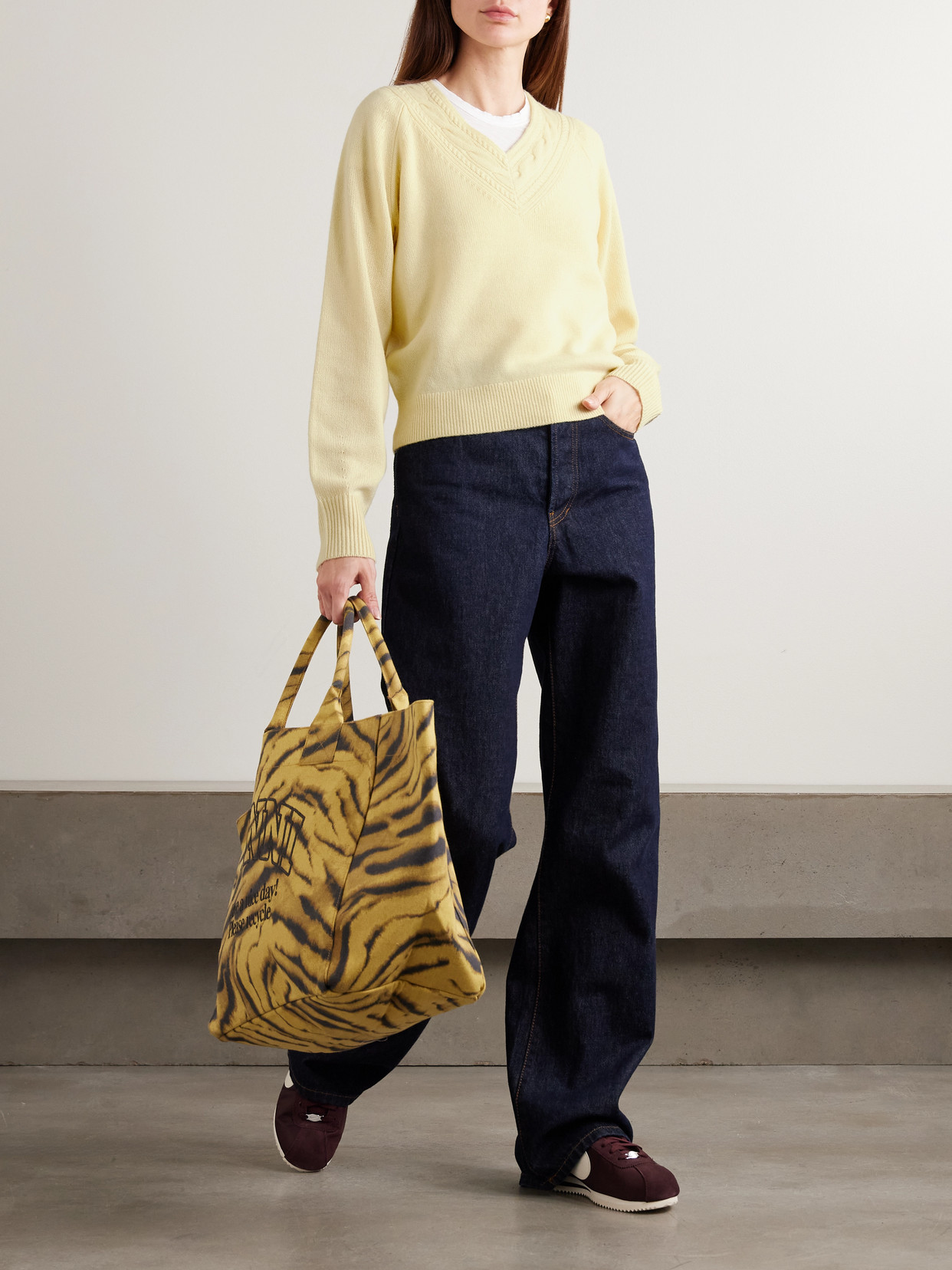 Guest In Residence The Varsity Cable-knit Cashmere Sweater In Neutral