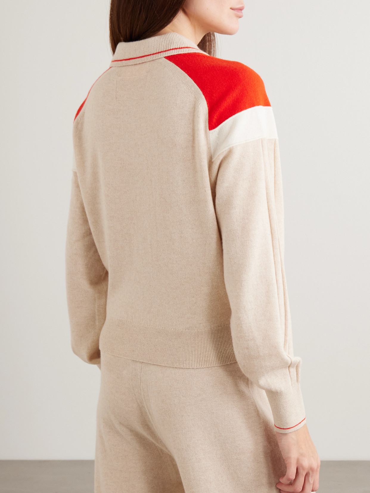 Guest In Residence Alpine Collegiate Color-block Cashmere Polo Sweater In Neutral