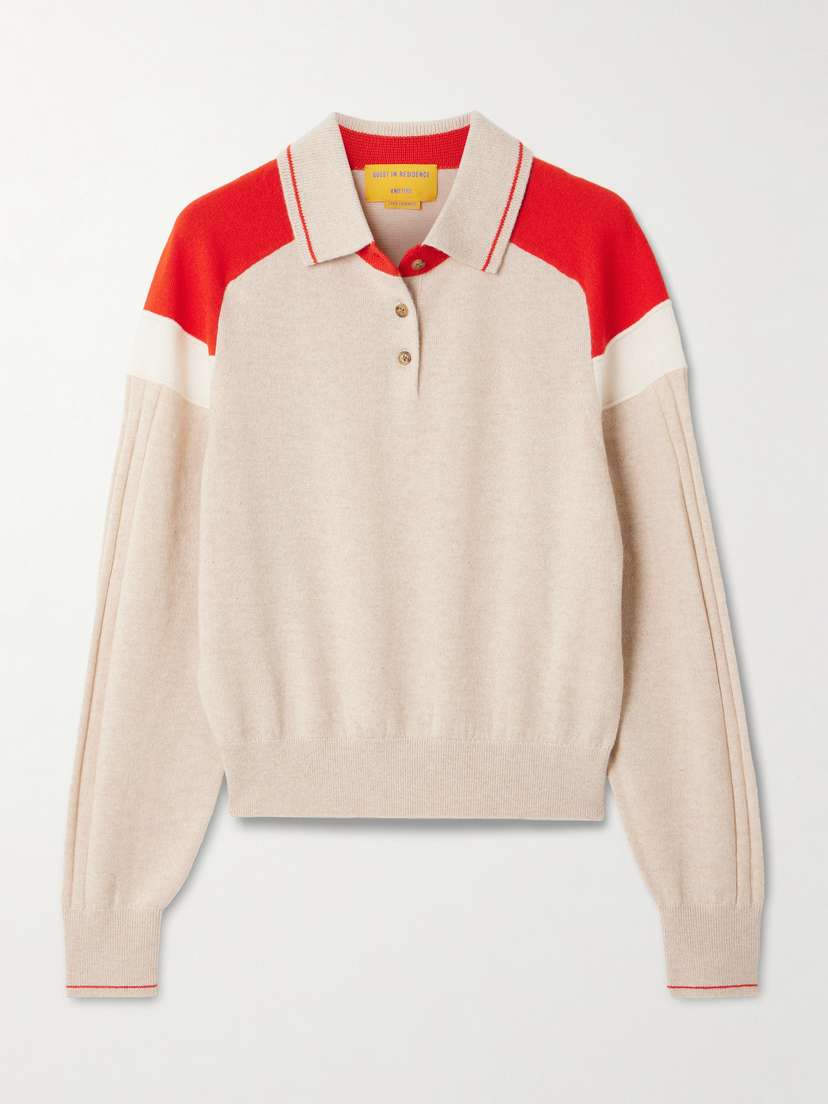 Guest In Residence Alpine Collegiate Color-block Cashmere Polo Sweater