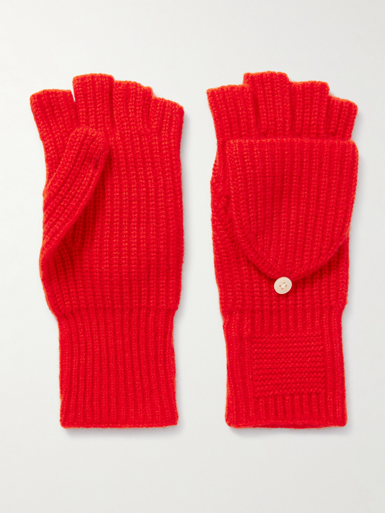 Guest In Residence The Mitts Ribbed Cashmere Gloves In Red