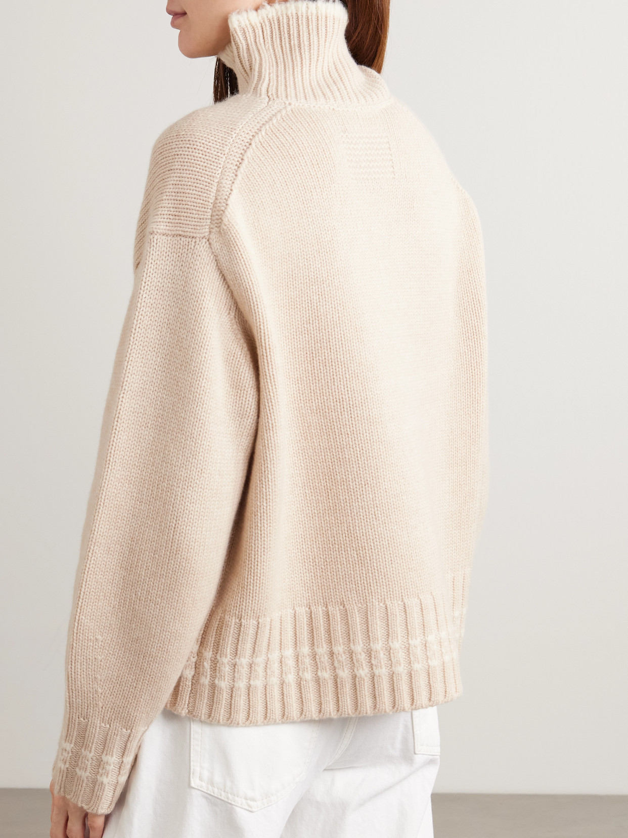 Guest In Residence Tipped Cozy Cashmere Turtleneck Sweater In Neutral