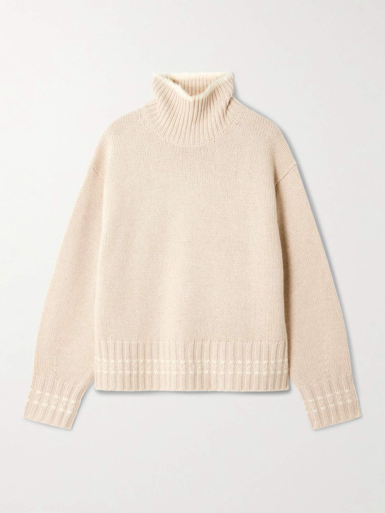 Guest In Residence Tipped Cozy Cashmere Turtleneck Sweater In Neutral
