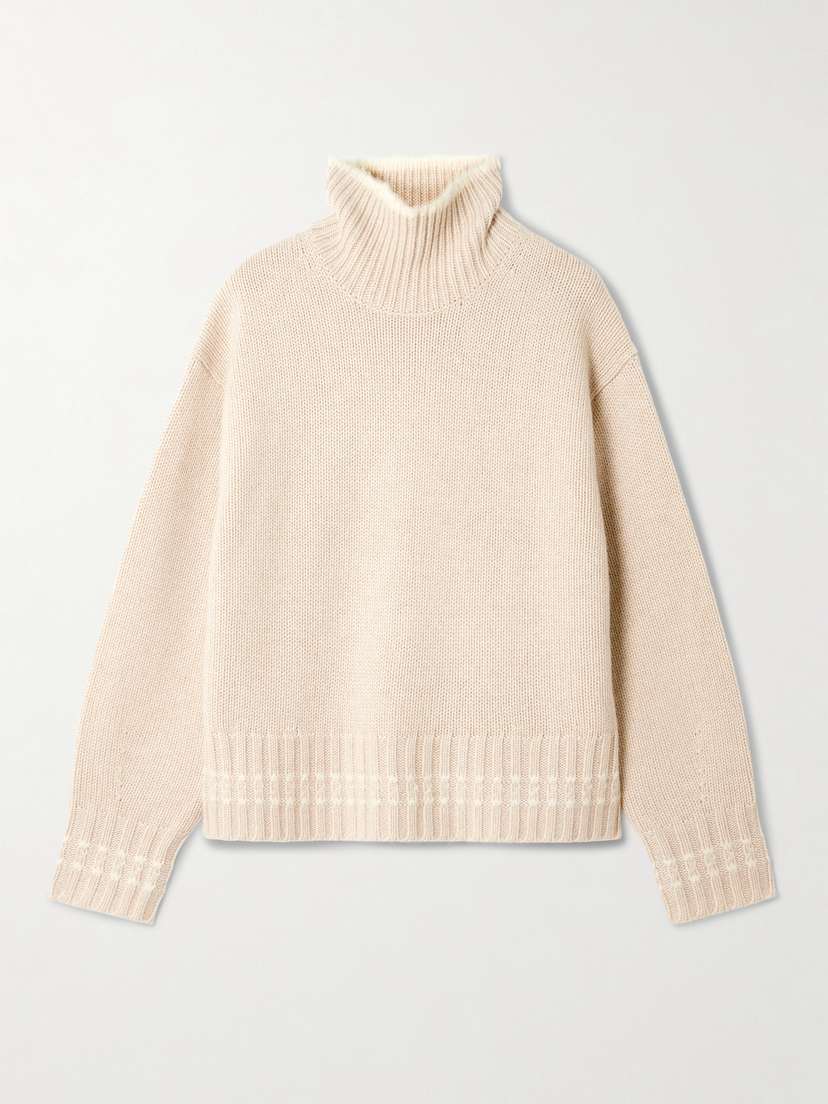 Guest In Residence Tipped Cozy Cashmere Turtleneck Sweater