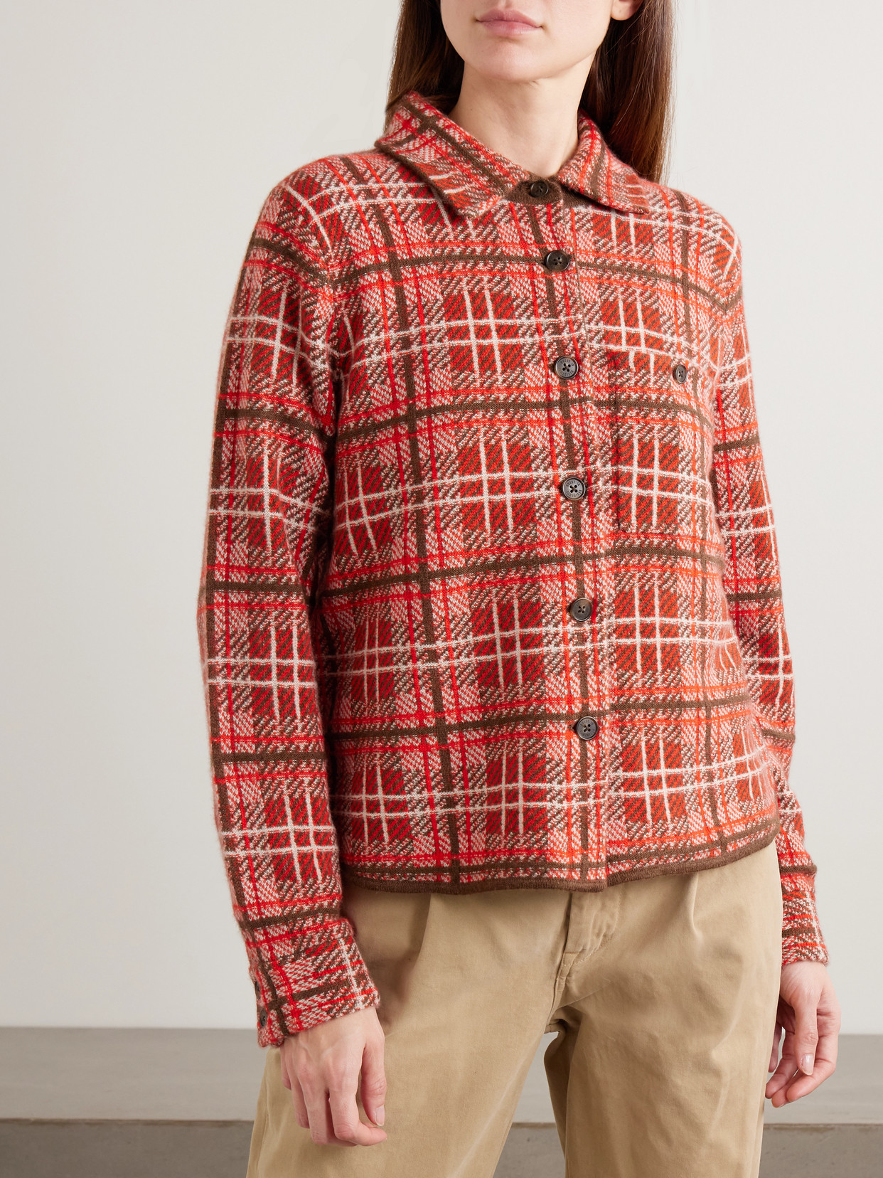 Guest In Residence Dylan Checked Cashmere Cardigan In Multi