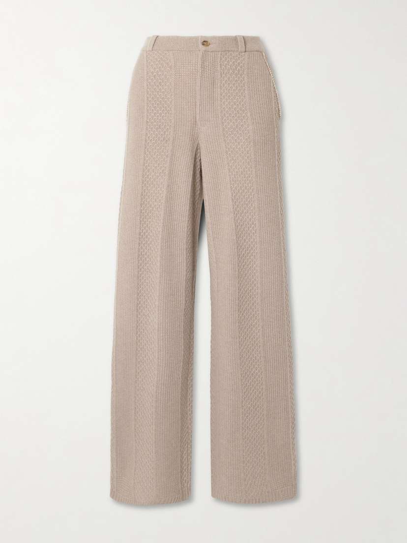 Guest In Residence Cable-knit Wool And Cashmere-blend Wide-leg Pants