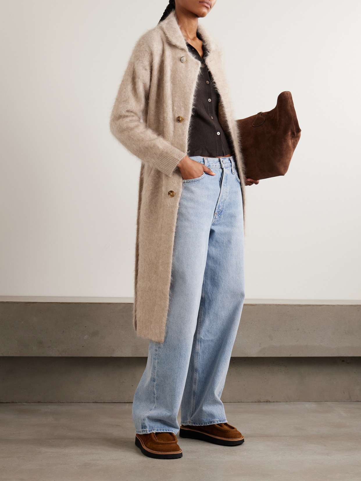 Grizzly Belted Brushed-Cashmere Coat