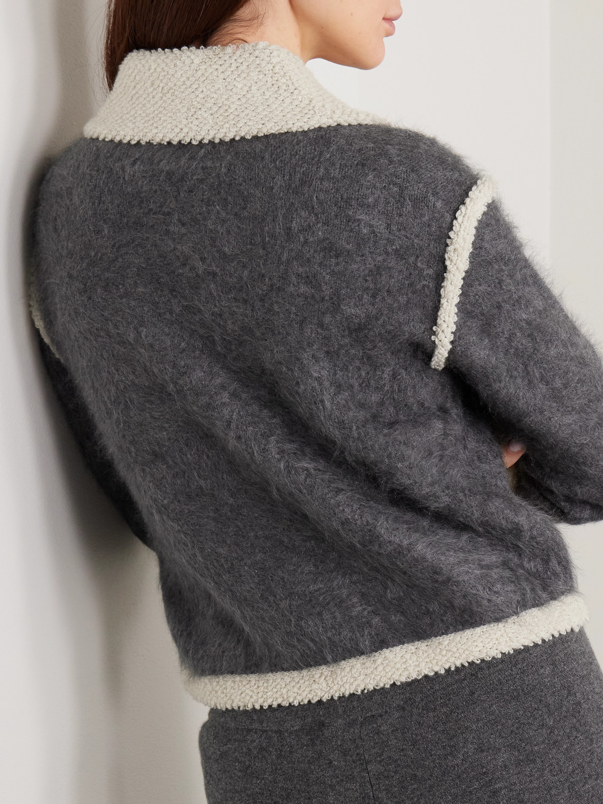 Grizzly Frankie Bouclé-Trimmed Brushed-Cashmere Jacket
