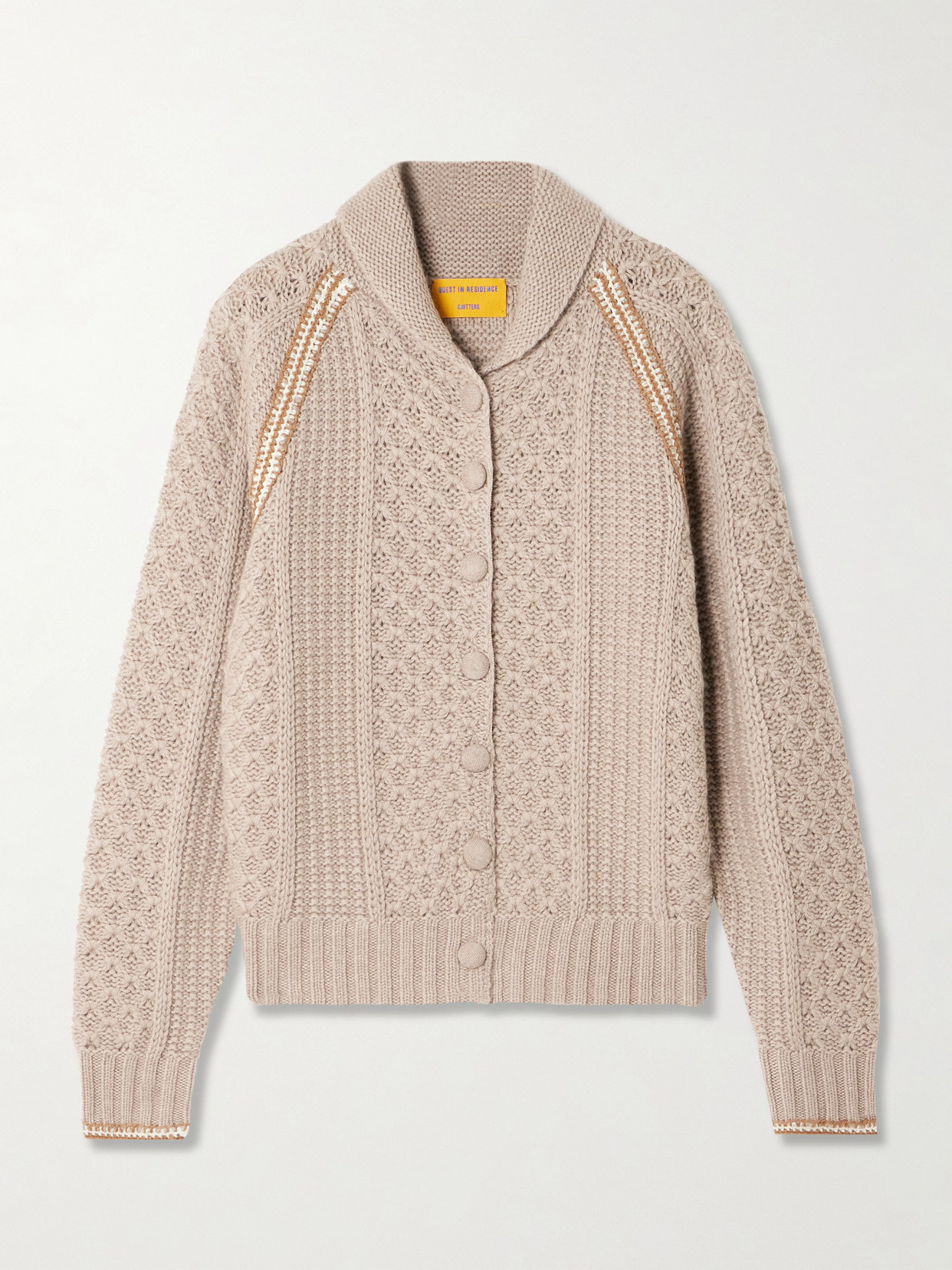 Guest In Residence Marlowe Cable-knit Wool And Cashmere-blend Cardigan In Brown