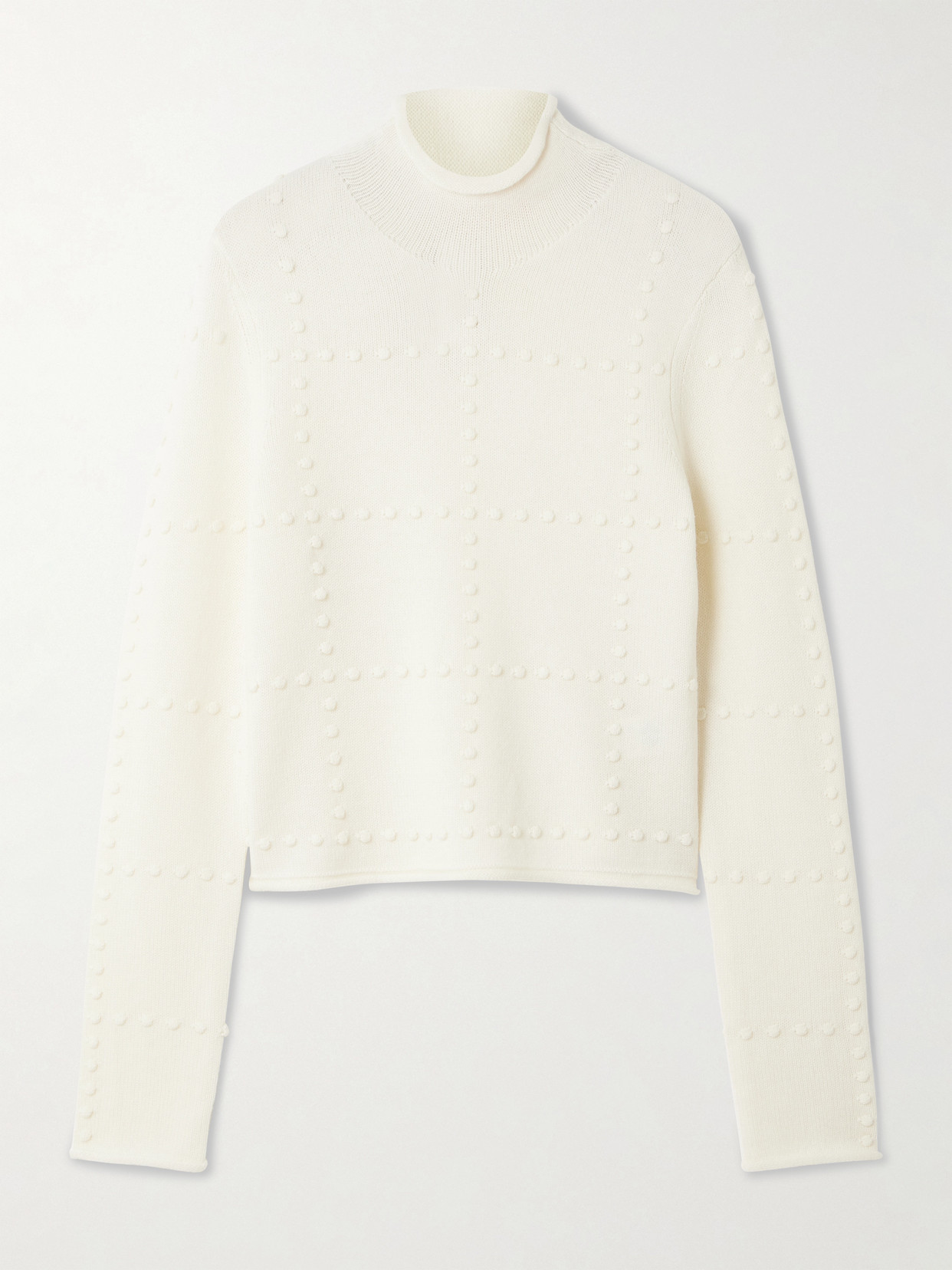 Guest In Residence Popcorn Wool And Cashmere-blend Turtleneck Top In White