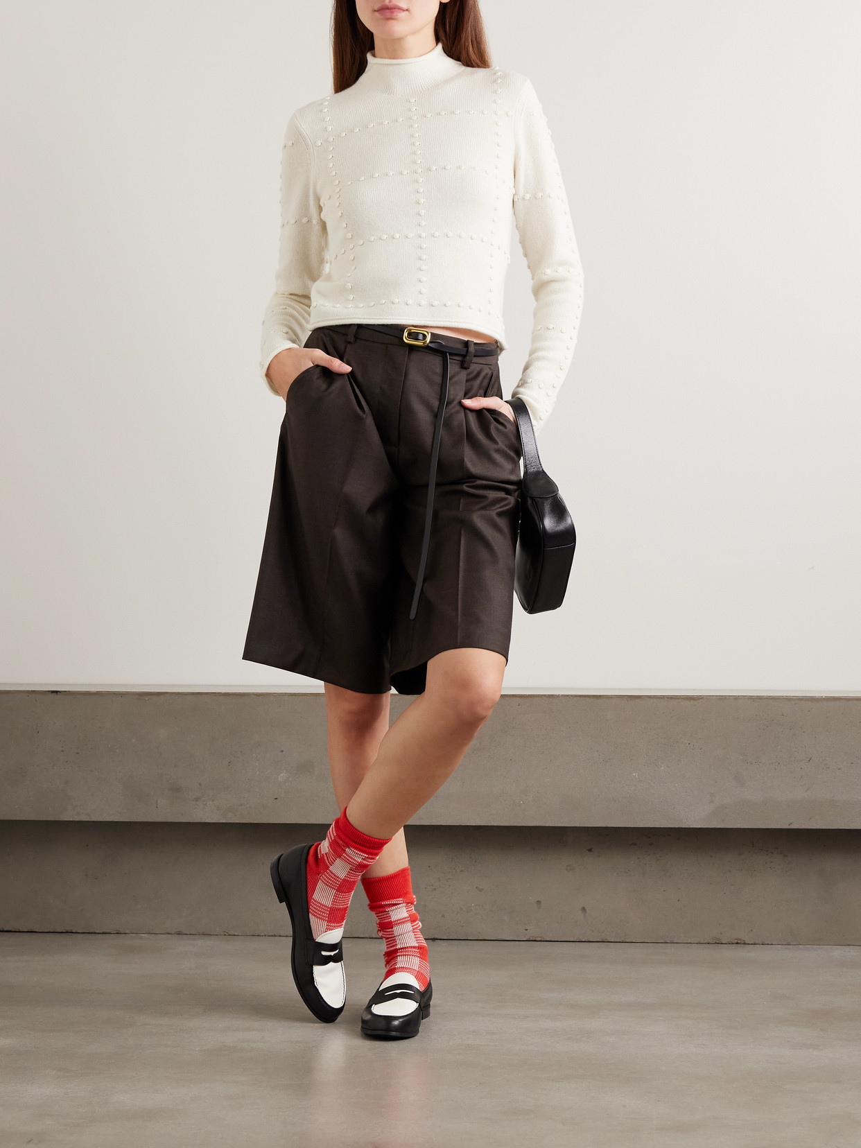 Guest In Residence Popcorn Wool And Cashmere-blend Turtleneck Top In White