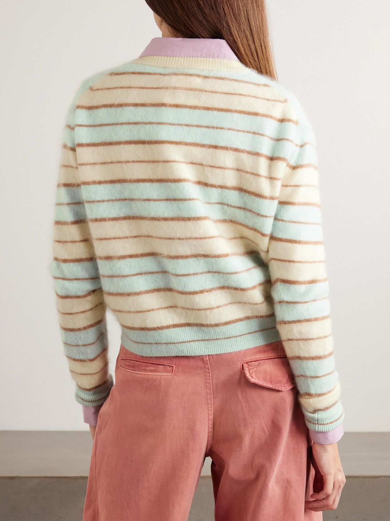 Guest In Residence Grizzly Striped Brushed-cashmere Sweater In Neutral