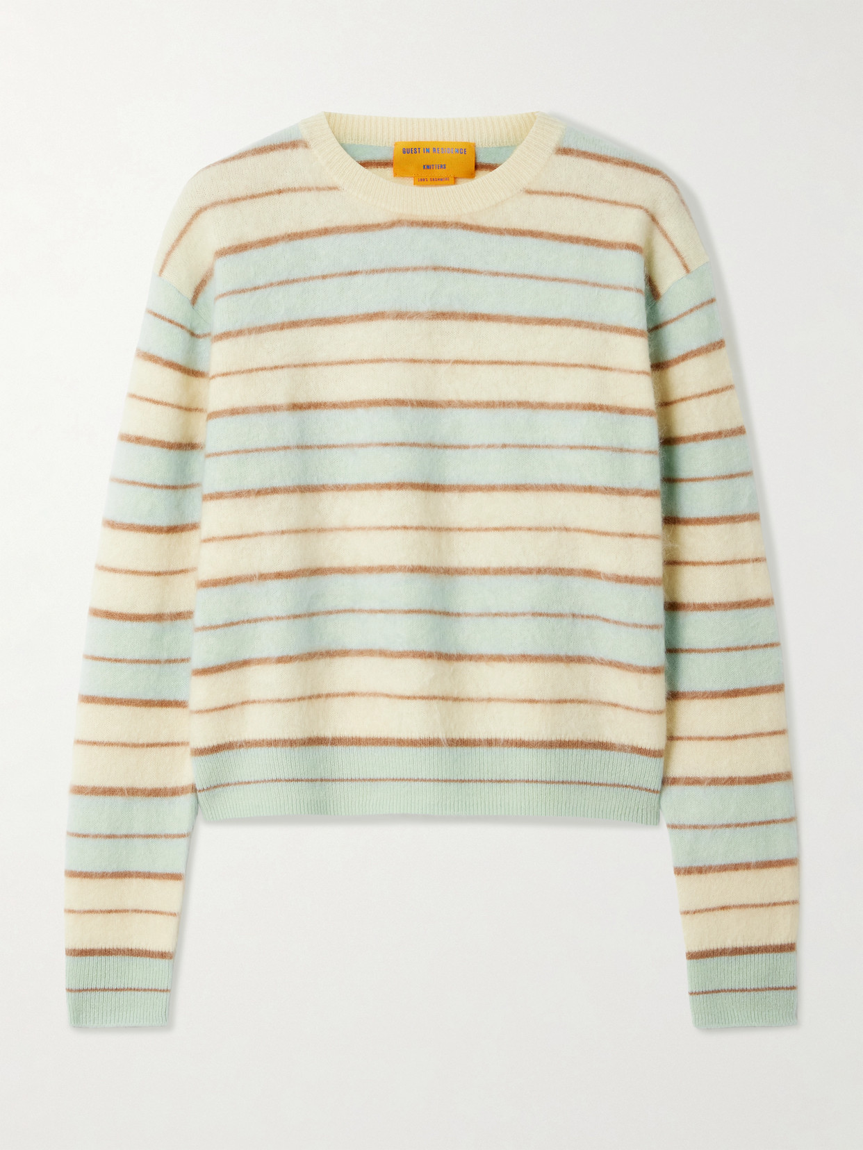 Guest In Residence Grizzly Striped Brushed-cashmere Sweater In Neutral