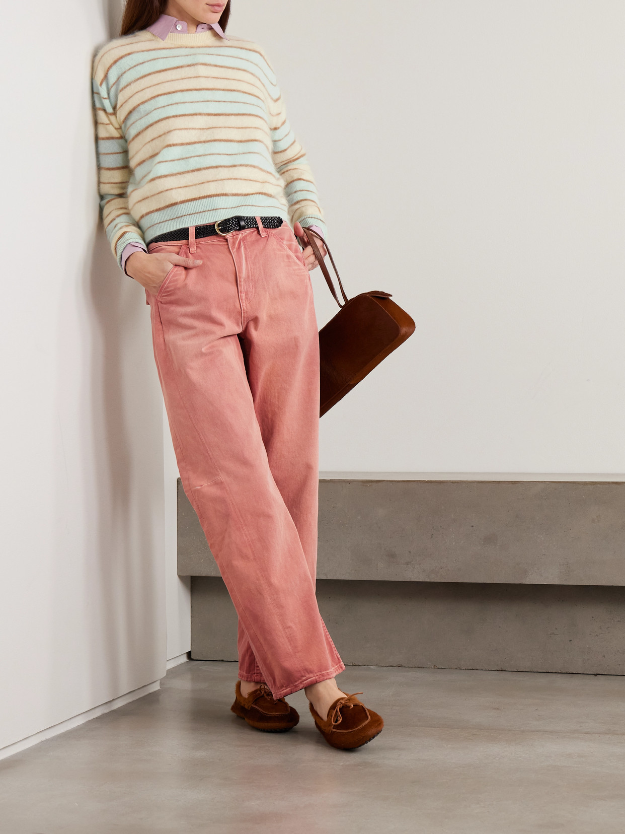 Guest In Residence Grizzly Striped Brushed-cashmere Sweater In Neutral